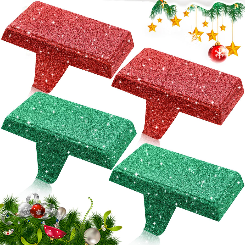 GoClimber Christmas Stocking Holders for Mantle Set of 4, Weighted Stocking Holder Fireplace Stocking Hangers for Xmas Holiday Party Decoration
