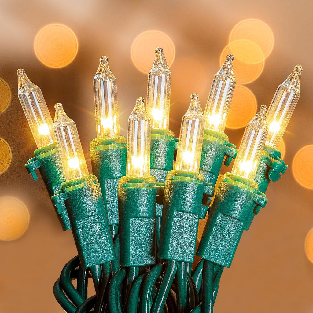 White Christmas Lights - 100 Count Clear Mini Incandescent String Lights for Holiday Decor | 23 Feet