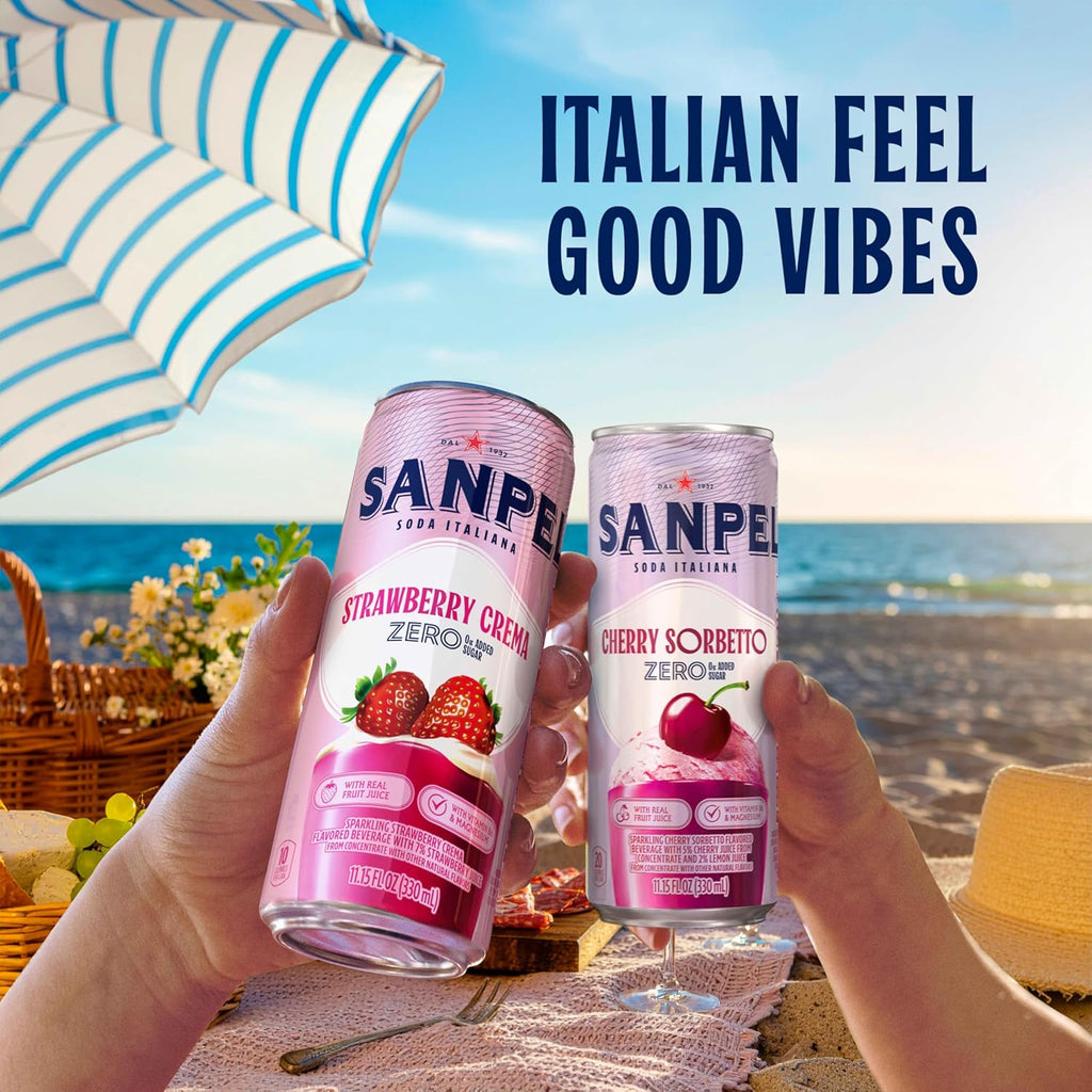 Sanpellegrino Cherry Sorbetto Sparkling Soda - 0g Added Sugar, Real Fruit Juice | 24-Pack