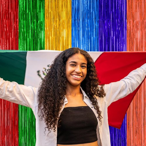Cinco De Mayo Decorations by [Brand Name] - 2 Pack Fiesta Rainbow Backdrop | 3.28 FT x 7.05 FT Tinsel Curtains