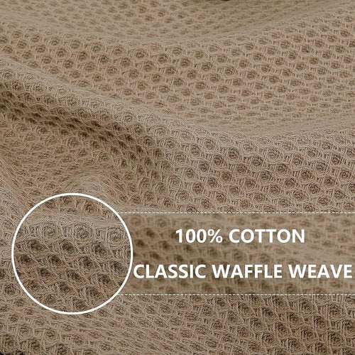Homaxy 100% Cotton Waffle Weave Dish Cloths - Ultra Soft & Absorbent Quick Drying Towels | 12x12 Inches, 6-Pack, Tan