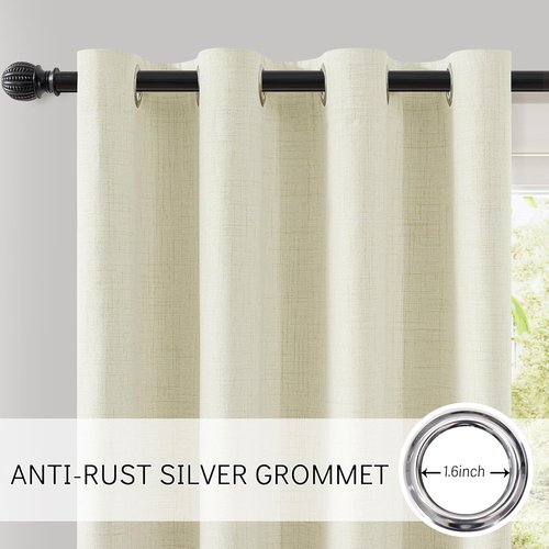 ChrisDowa 100% Blackout Curtains - 84 Inch Linen Drapes for Privacy Protection | Beige, 2 Panels 52" W x 84" L