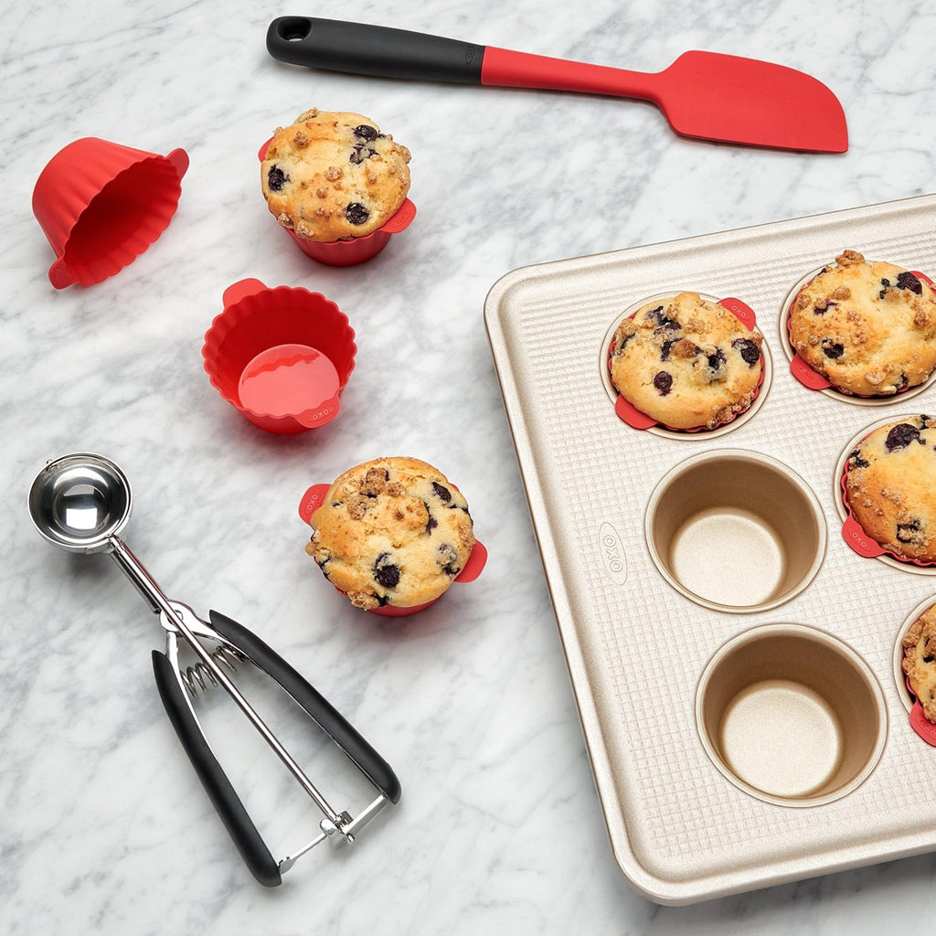 OXO Good Grips Silicone Baking Cups - Reusable, BPA-Free, Non-Stick | Pack of 12 Cupcake & Muffin Liners