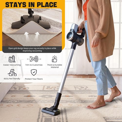 Jorvila Non-Slip Rug Pad Gripper - Thick Cushioned Mat for Area Rugs | 2x3 Feet, Anti-Skid Design