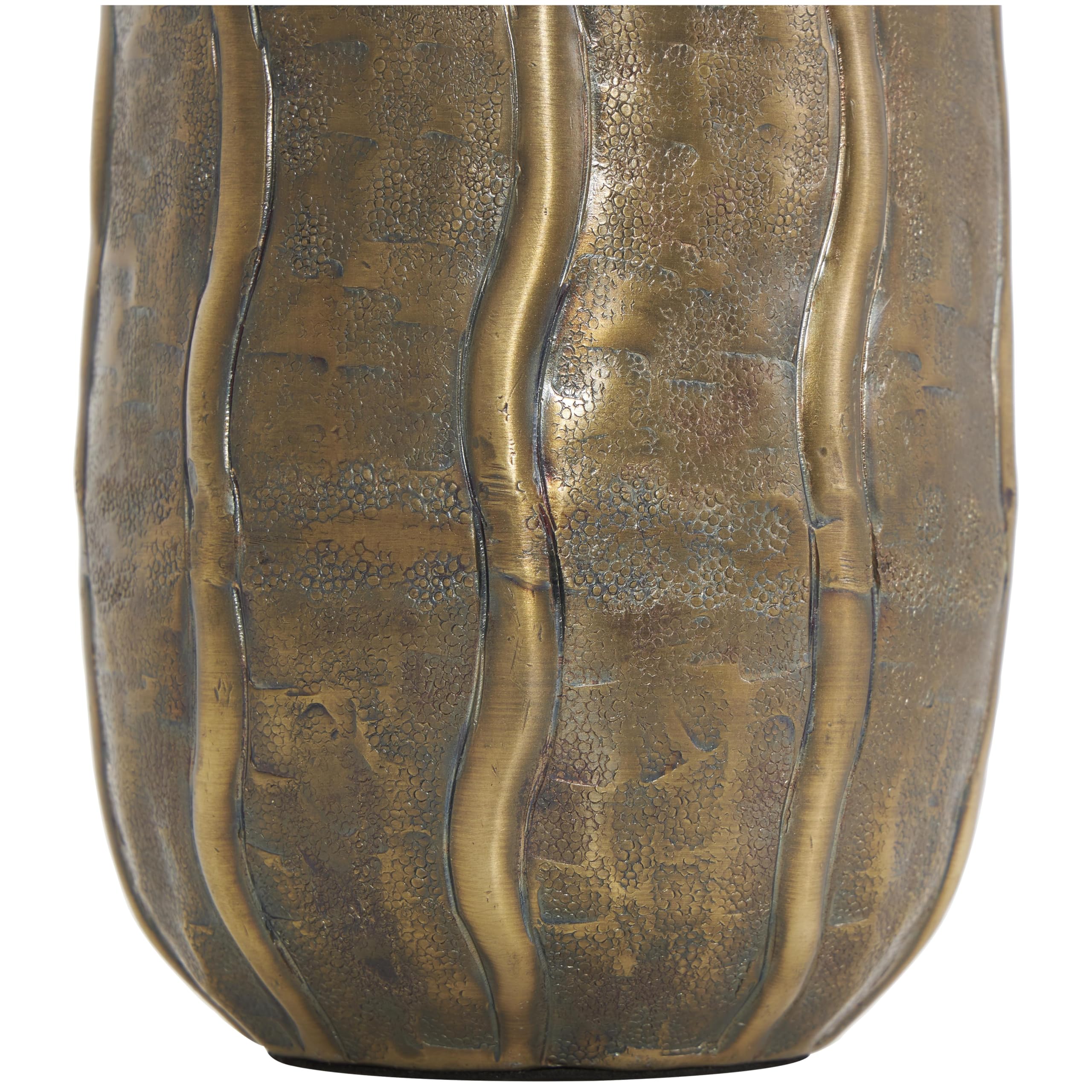 Deco 79 Metal Decorative Vase Snakeskin Inspired Centerpiece Vase with Dimensional Wavy Accents, Flower Vase for Home Decoration 6" x 6" x 14", Brass
