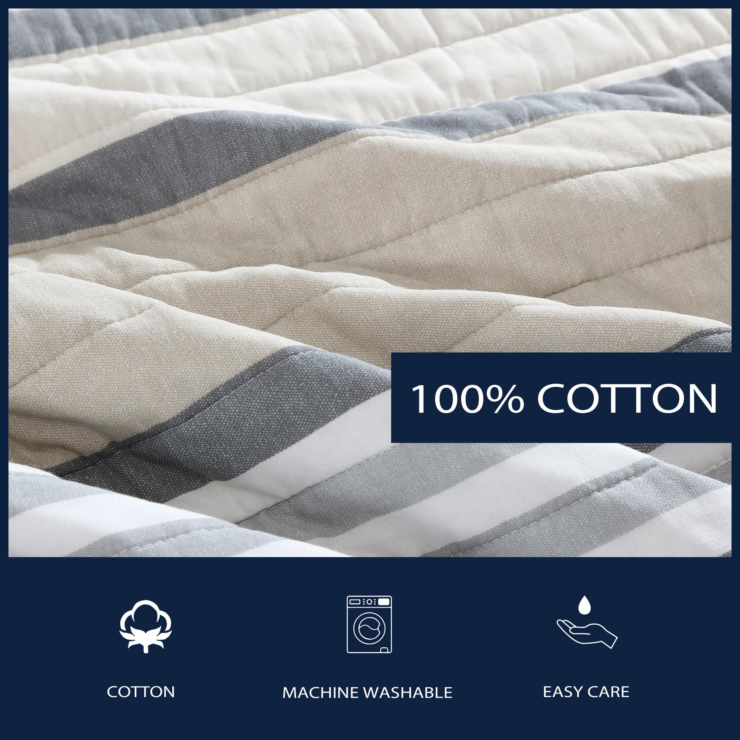 Nautica - Queen Quilt Set, Reversible Cotton Bedding with Matching Shams, Modern Home Decor for All Seasons (Dover Beige, Queen)