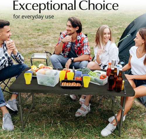 4FT Heavy Duty Foldable Table by [Brand Name] - Adjustable Height, Built-In Handle | Perfect for Events & Camping