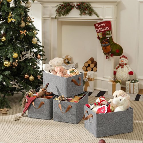 Granny Says Storage Baskets - Collapsible Closet Organizer Bins with Metal Frame | Gray, 2-Pack