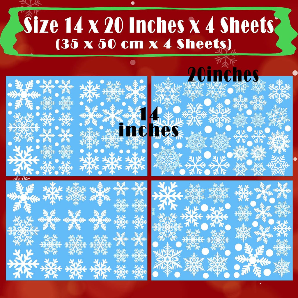 Skiennix White Snowflake Window Clings - 180PCS PVC Static Stickers for Holiday Decorations