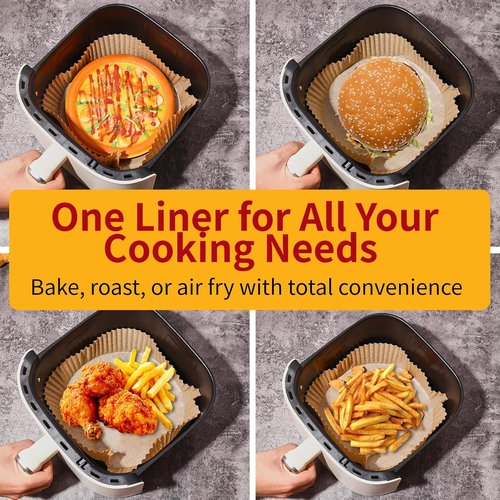 40GSM Air Fryer Paper Liners - 125Pcs Non-Stick Parchment for 5-8 Qt Baskets | Heat Resistant & Oil-Proof