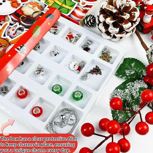 Advent Calendar 2025 - DIY Jewelry Charm Bracelet Kit for Girls | 24-Day Christmas Countdown Gift