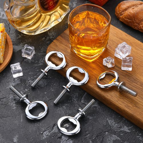 Cunhill 60 Pcs Metal Bottle Opener Blank Bulk Bottle Opener Inserts Parts Pieces Kit for Wood Craft DIY Project Turning Threaded Beer Hardware Turning Wedding Wine Party (Silver)