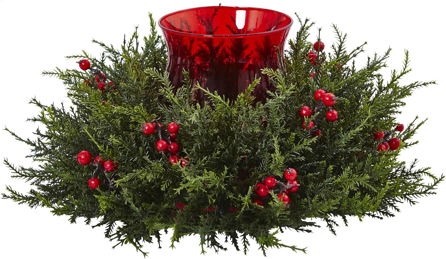 Nearly Natural Cedar Berry Candelabrum - Elegant 11" Decorative Centerpiece for Home Decor