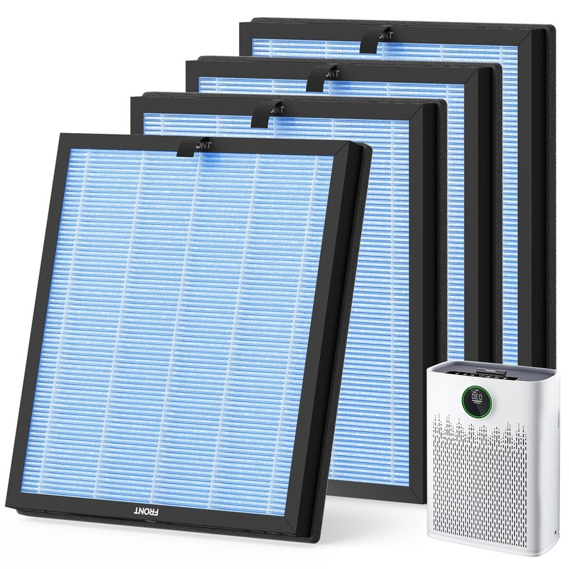 4 Pack HAP603 Replacement Filter Compatible with ECOSELF HAP603/ HAP603WF Air Purifier, 3-Stage Filtration, H13 True HEPA Filter, # RFHAP603, Blue