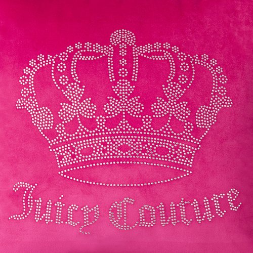 Juicy Couture Square 1-Piece Living Room and Bedroom Décor, Premium Throw Pillow, 20"x20", Hot Pink Rhinestone Crown
