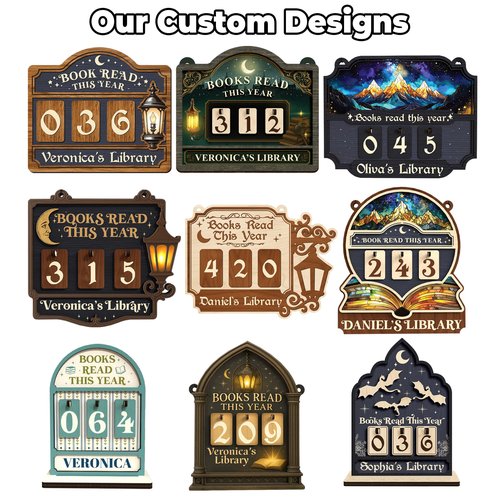 Books Read This Year Counter, Reading Tracker Sign for Home Library Decor, Book Suncatcher Ornament, Book Lover Gift for Librarian, Reader, Teacher, Women, Bookshelf Accessories for Wall & Table FF754
