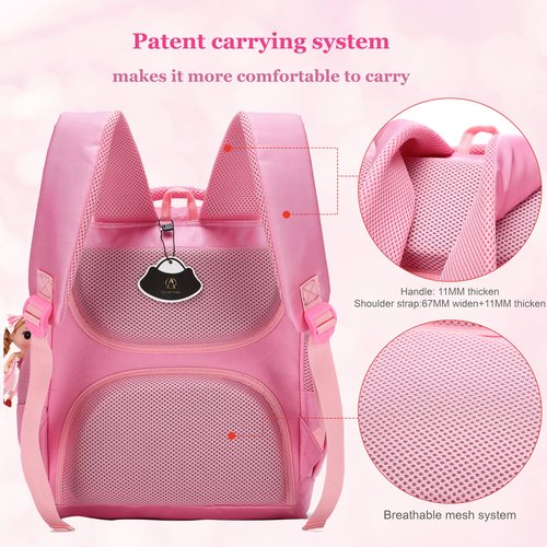 AO ALI VICTORY Girls Backpacks, Waterproof Cute Backpack for Kids Toddler Girl Preschool Bookbags Elementary School Bags (Small, A-Pink)