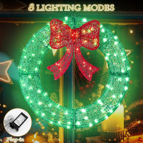 Christmas Wreath (Green/Red, 24in)