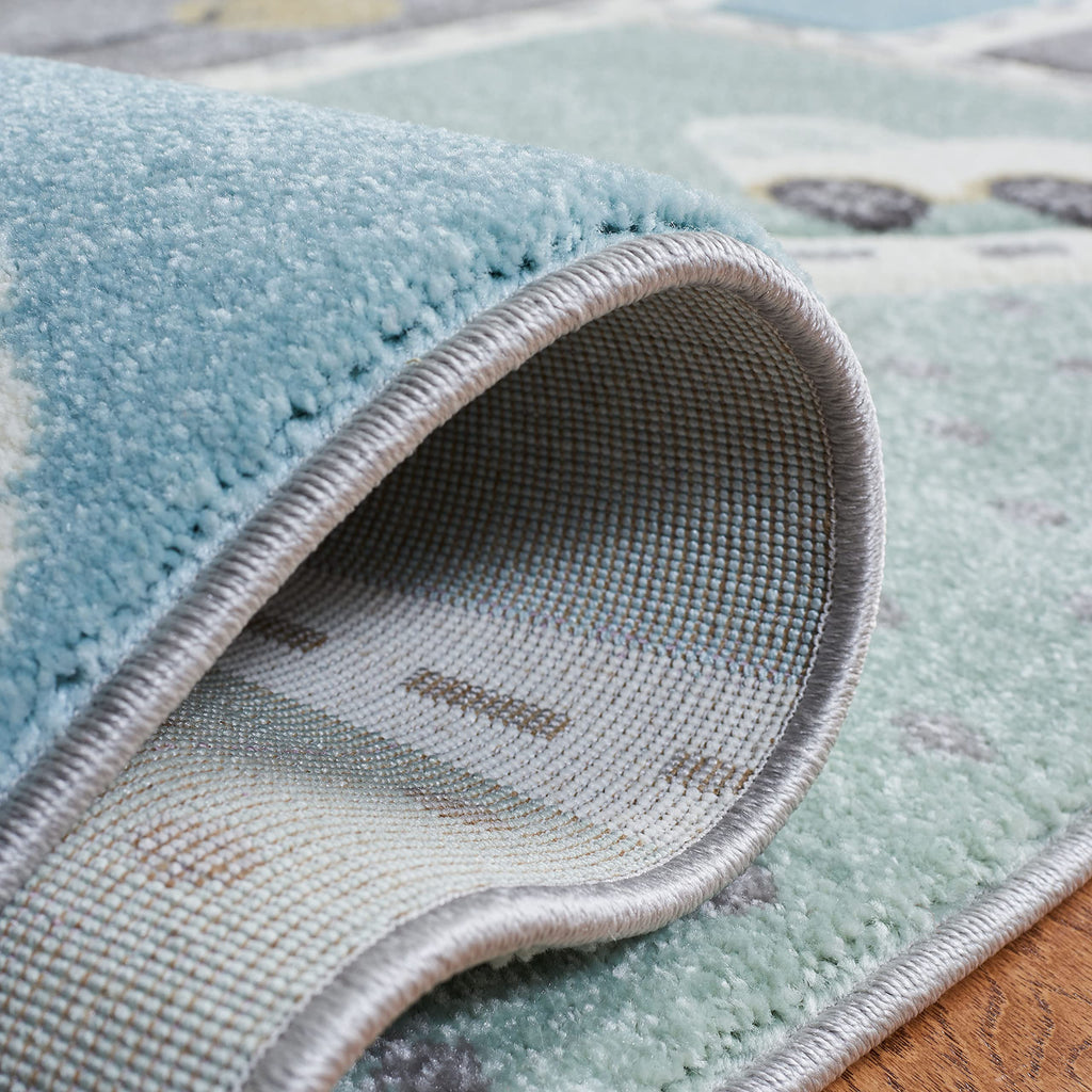 SAFAVIEH Carousel Kids Collection Accent Rug - 2' x 3', Grey & Light Blue, Non-Shedding & Easy Care, Ideal for High Traffic Areas for Boys & Girls in Playroom, Nursery, Bedroom (CRK193F)