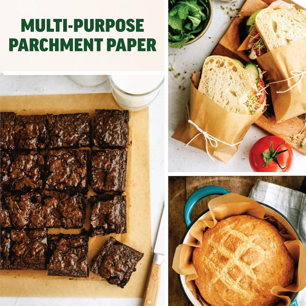 Zenlogy Parchment Paper Squares - Unbleached, High Heat, Non-Stick | 12x12 Inches, 200 Sheets for Baking & Dehydrating