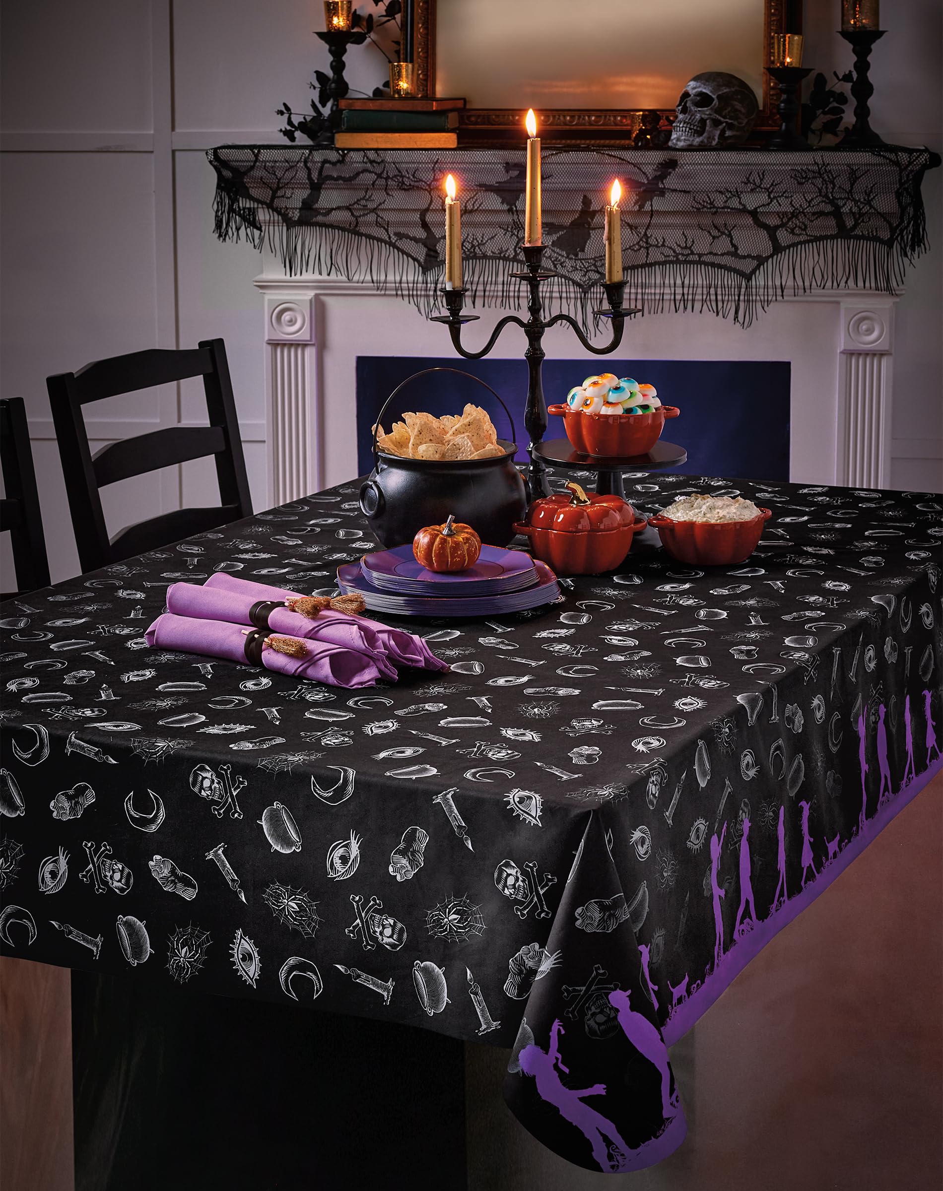 Spirit Halloween Hocus Pocus Party Kit | Officially Licensed | Halloween Party Decoration | Plates, Cups, and Hocus Pocus Tablecloth