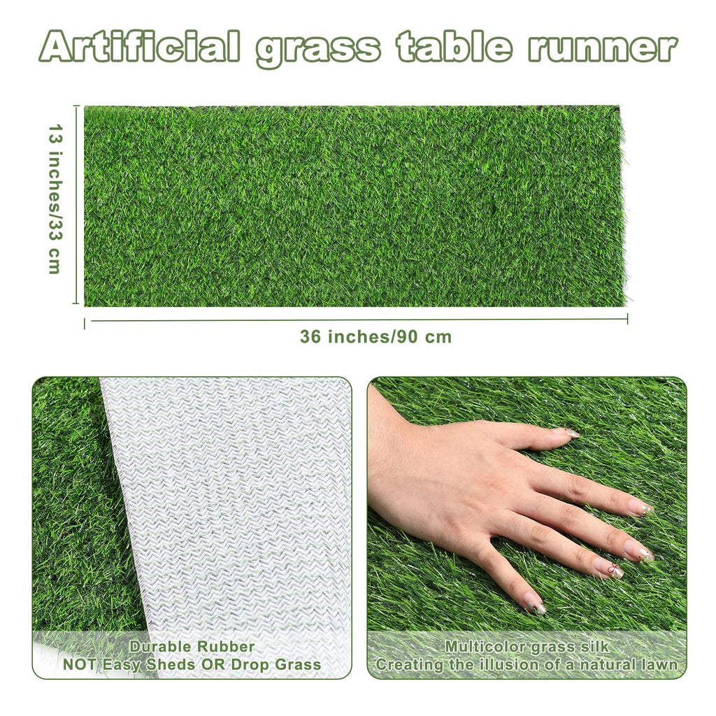 Artificial Grass Table Runners-13 x 36 Inches Faux Grass Table Runner for Golf Themed Party,Synthetic Turf Table Runner for Wedding Party, Birthday, Banquet, Baby Shower, Home Decor
