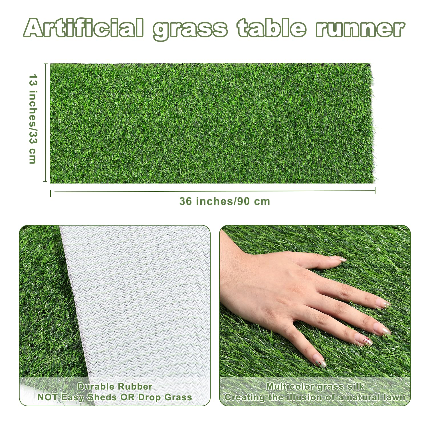 Artificial Grass Table Runners-13 x 36 Inches Faux Grass Table Runner for Golf Themed Party,Synthetic Turf Table Runner for Wedding Party, Birthday, Banquet, Baby Shower, Home Decor