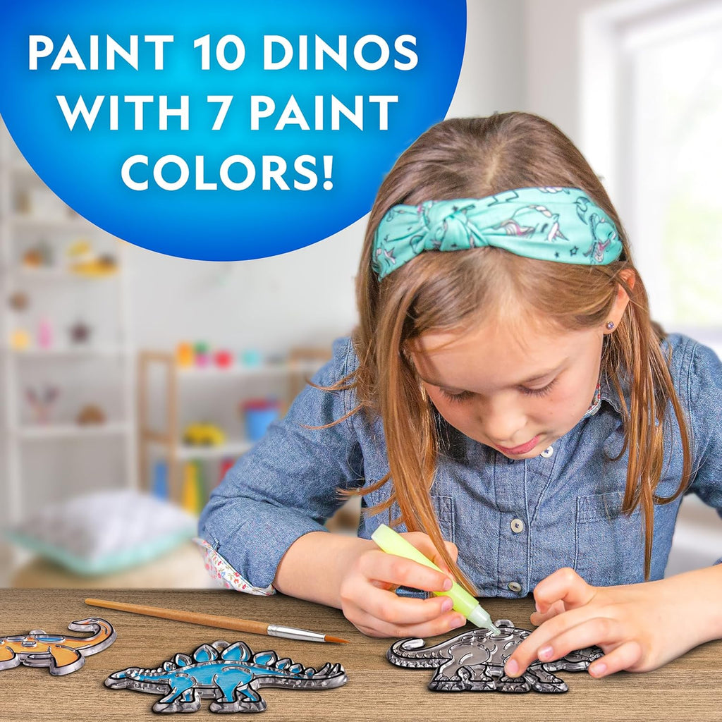 National Geographic Kids Stained Glass Kit - Glow in The Dark Dinosaur Crafts for Ages 4-8 | Window Art Set