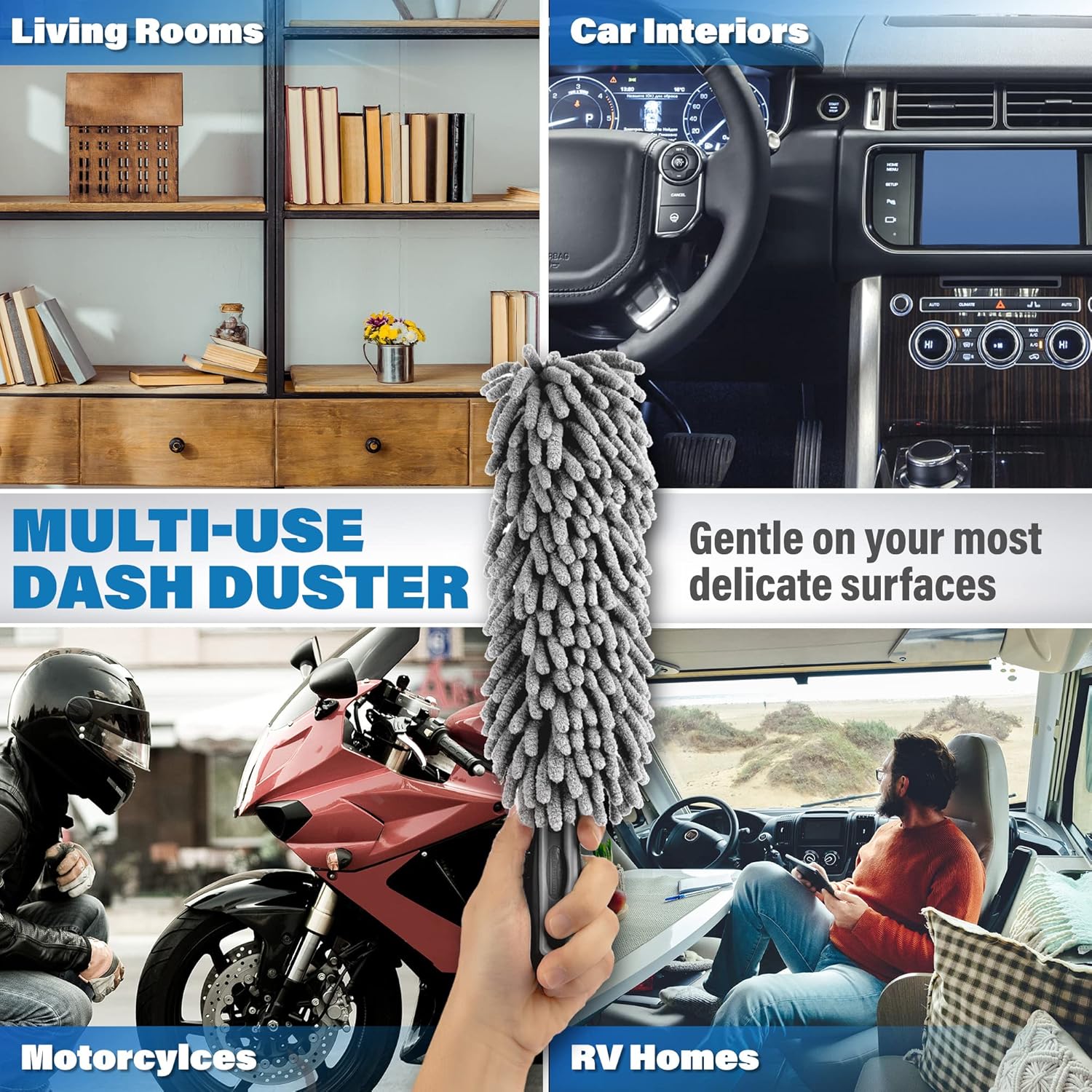 Skiennix Professional Car Duster - Lint & Scratch Free Interior Cleaning Tool for All Vehicles