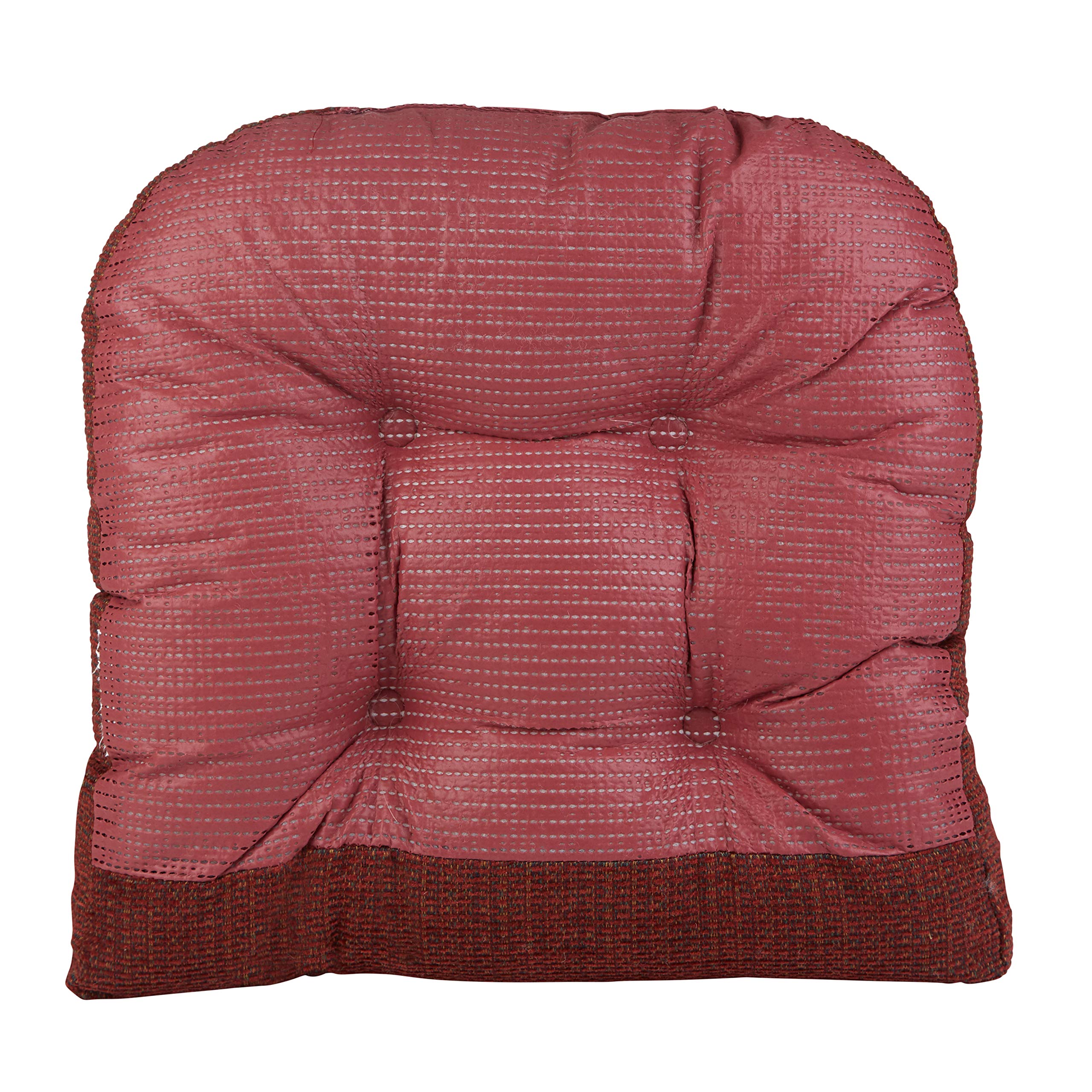Klear Vu Gripper Overstuffed Universal Non-Slip Dining Chair Cushions for Kitchen Decor or Office Use, U-Shaped Skid-Proof Seat Pad, 15x15 Inches, 8 Count (Pack of 1), Waffle Deep Red