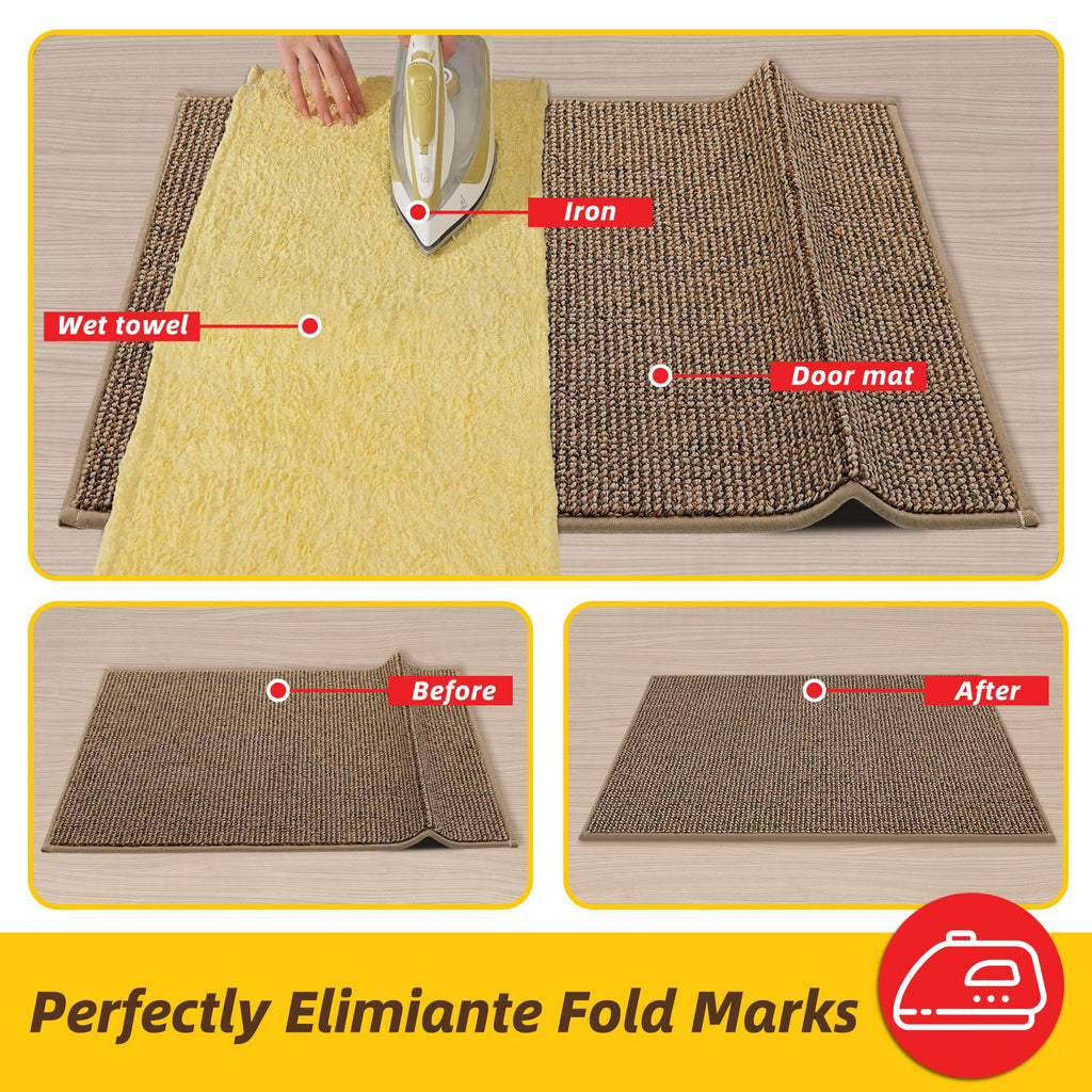 JSEI Dirt Trapper Door Mat 24"x36" Non-Slip Washable Entrance Mat, Dog Doormats, Absorbent & Fade-Resistant Floor Mats, Low Profile Welcome Mats for Entryway, Front Door, and Inside Entrance, Taupe