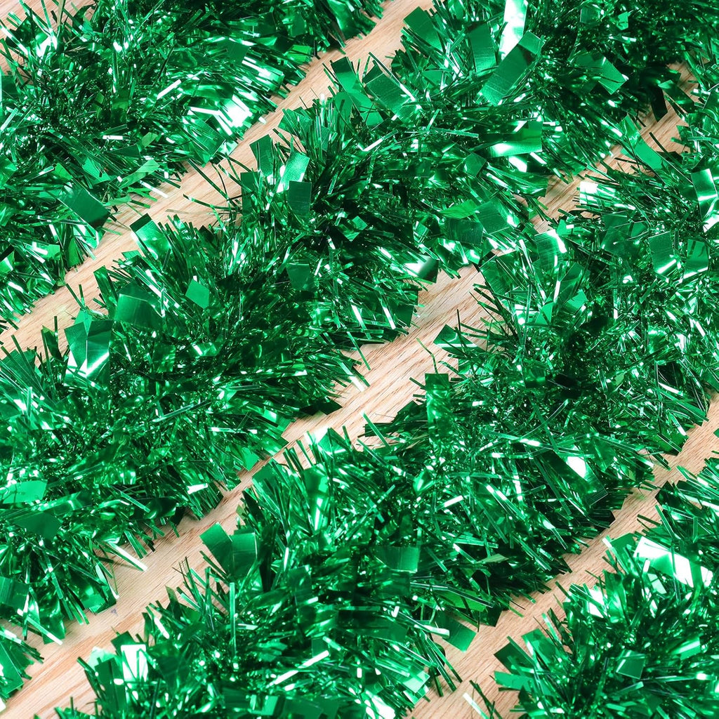 Skiennix 50Ft Green Christmas Garland - Non-Lit Soft Twist Tinsel Decor for Indoor/Outdoor Holiday Use