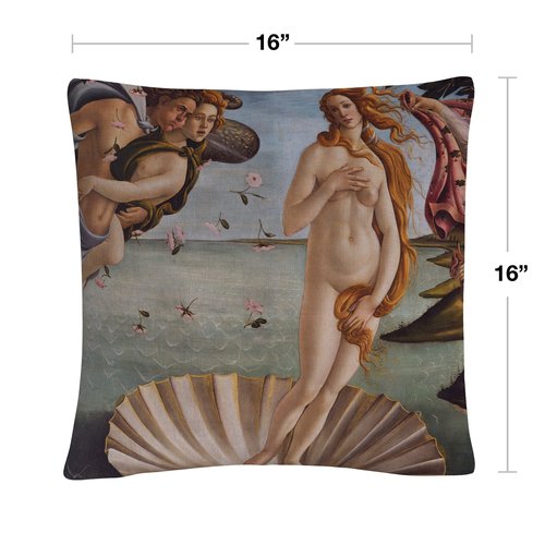 Trademark Fine Art Sandro Botticelli 'Birth of Venus 1484' 16" X 16" Decorative Throw Pillow