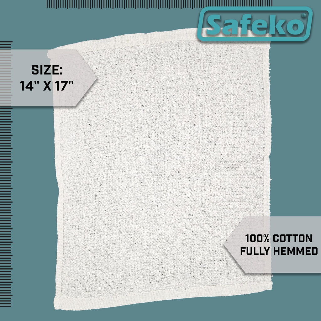 SAFEKO Cotton Terry Towels – 100% Cotton, 14” x 17”, Super Absorbent & Machine Washable – 24 Pack