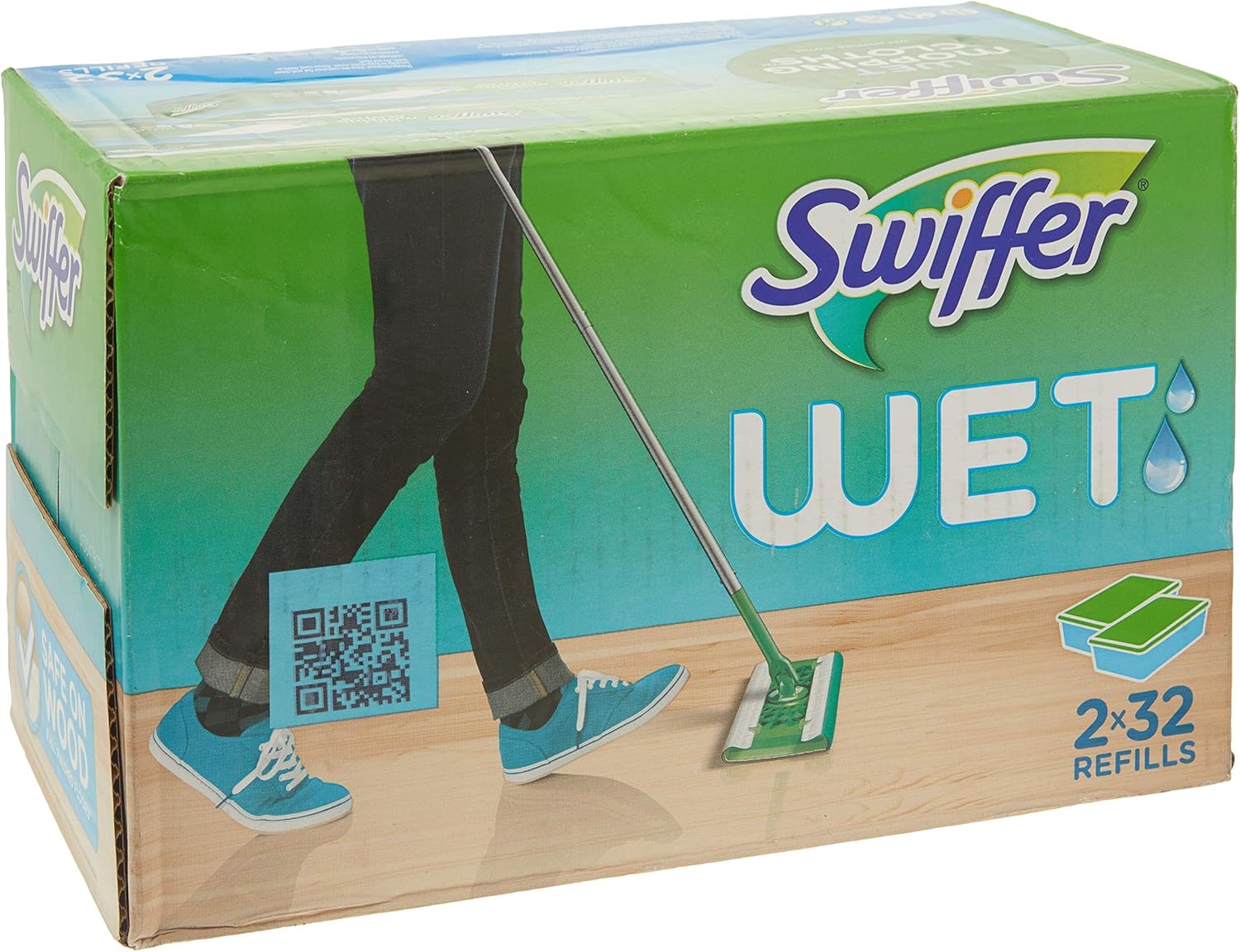 Swiffer Sweeper Wet Mopping Cloths - Open Window Fresh Scent | 32 Count Pack of 2