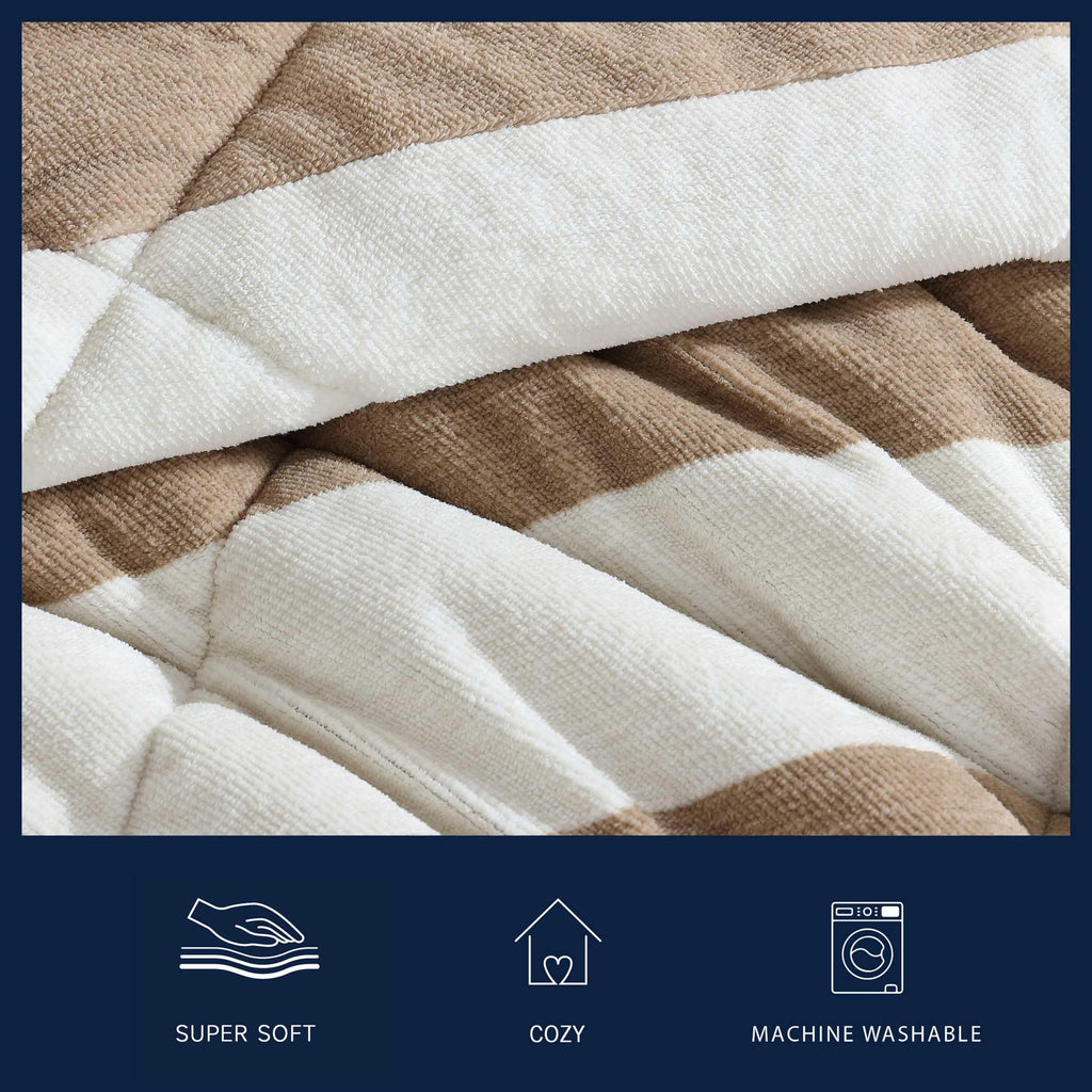 Nautica - Full/Queen Comforter Set, Soft Twill Plush Bedding with Matching Shams, Reverse to Micromink, Medium-Weight, Oeko-Tex Certified (Lawndale Brown)
