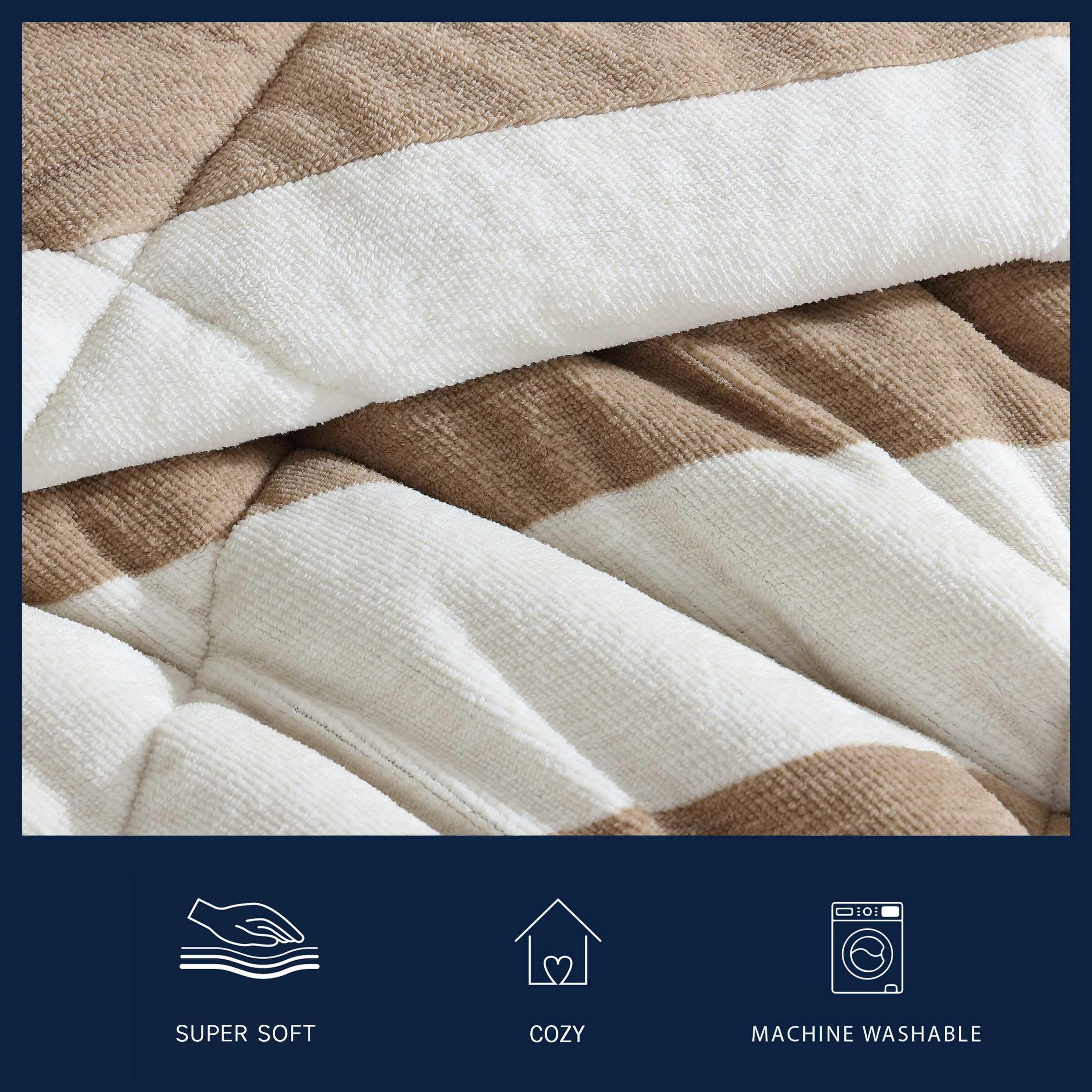 Nautica - Full/Queen Comforter Set, Soft Twill Plush Bedding with Matching Shams, Reverse to Micromink, Medium-Weight, Oeko-Tex Certified (Lawndale Brown)