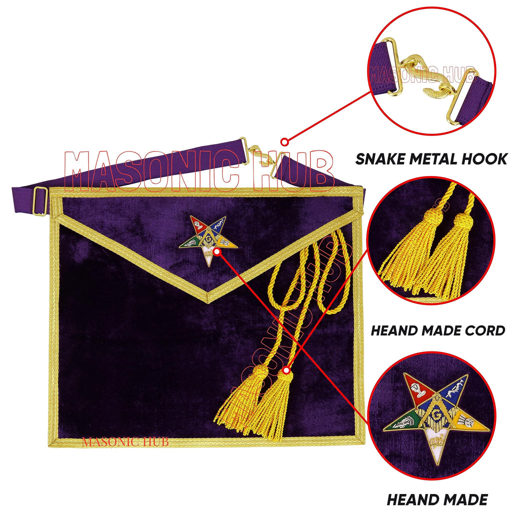 OES WORTHY PATRON/MATRON MASONIC APRON - PURPLE VELVET - HAND MADE OES STAR