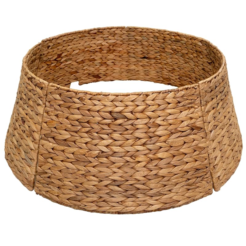 36 Inch Natural Water Hyacinth Christmas Tree Collar with Metal Frame - Handwoven Farmhouse Wicker, Easy Assembly (Variation: Natural+36 Inches)