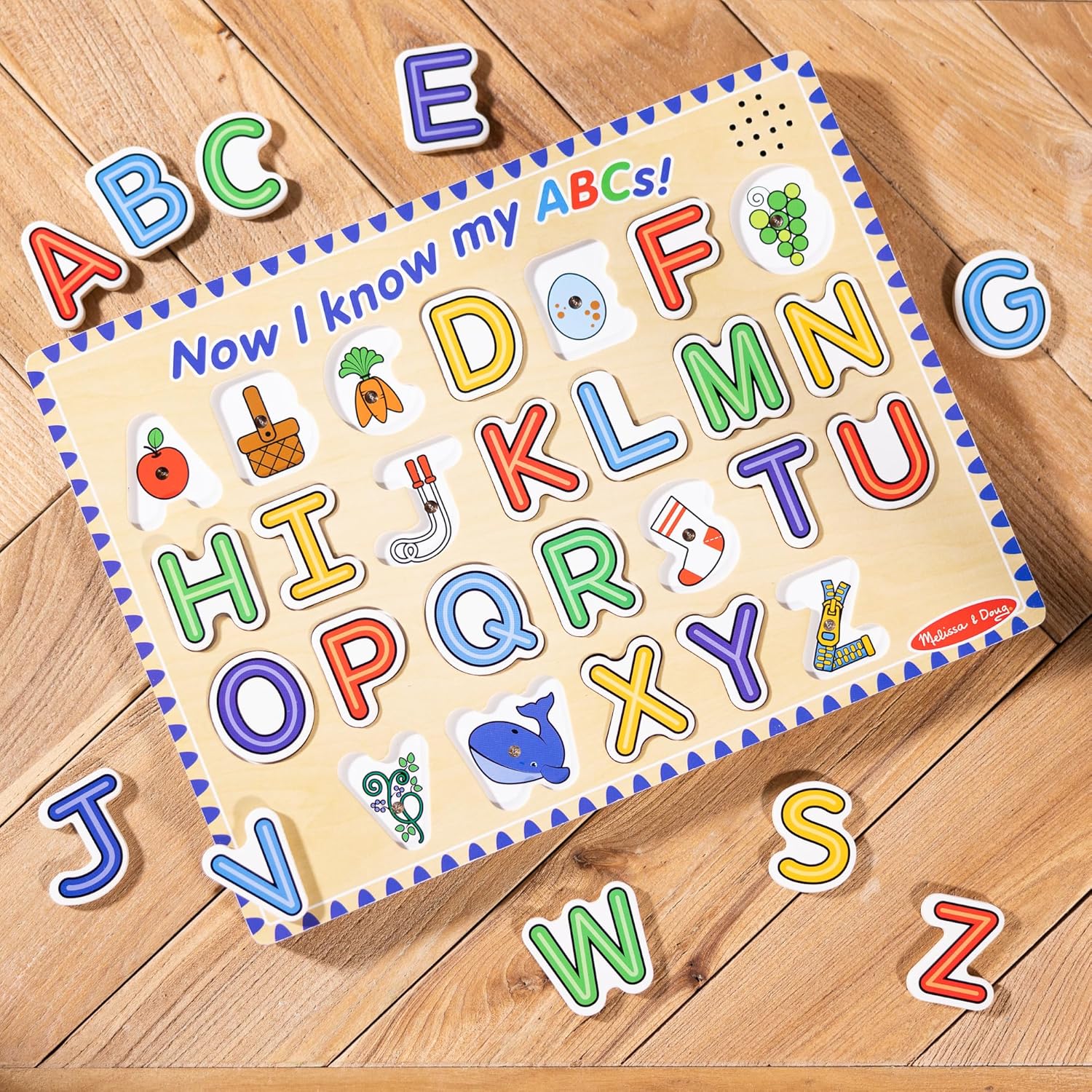 Melissa & Doug Wooden Alphabet Sound Puzzle - Engaging 26-Piece Puzzle with Sound Effects - FSC Certified