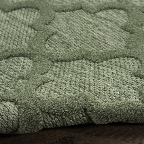 Nourison Home Easy Care Green 8' x Round Area Rug - Easy Clean, Non Shedding, Bed Room, Living Room, Dining Room, Kitchen (8' x Round)