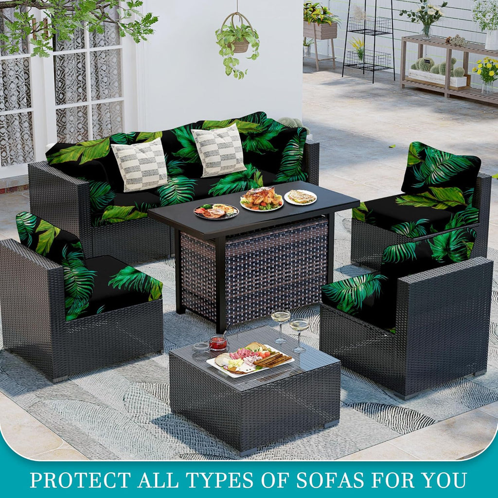Skiennix 14 Pcs Stretch Patio Cushion Covers - Washable Outdoor Sofa Slipcovers | Summer Colors