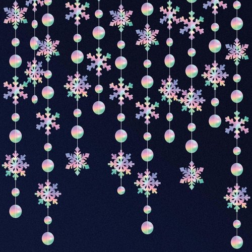KatchOn 6.5 FT Snowflake Garland Decorations - Iridescent Hanging Christmas Decor | Perfect for Winter Parties