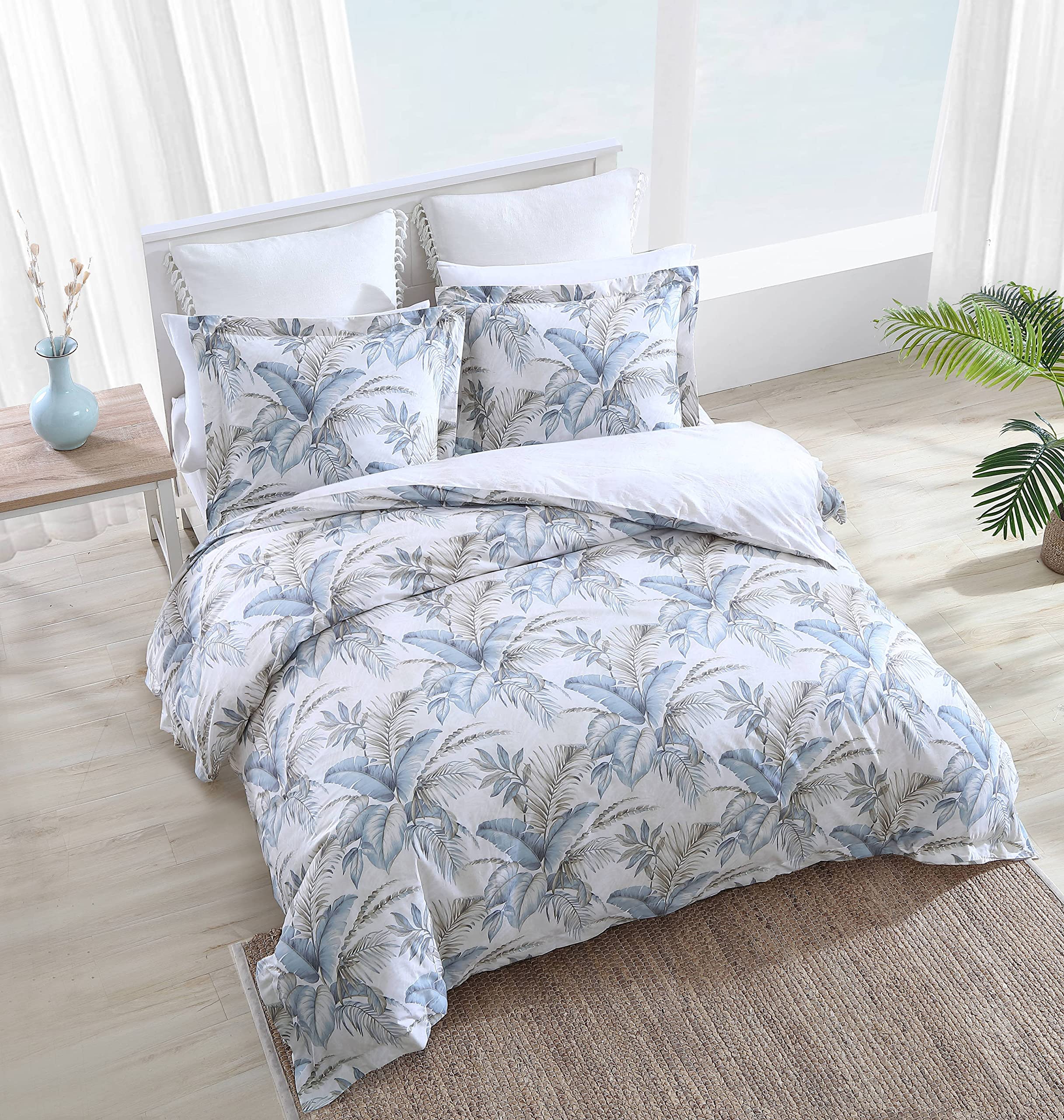 Tommy Bahama - King Duvet Cover Set, Cotton Bedding with Matching Shams & Button Closure, Super Soft Bedding Set (Bakers Bluff Blue, King)