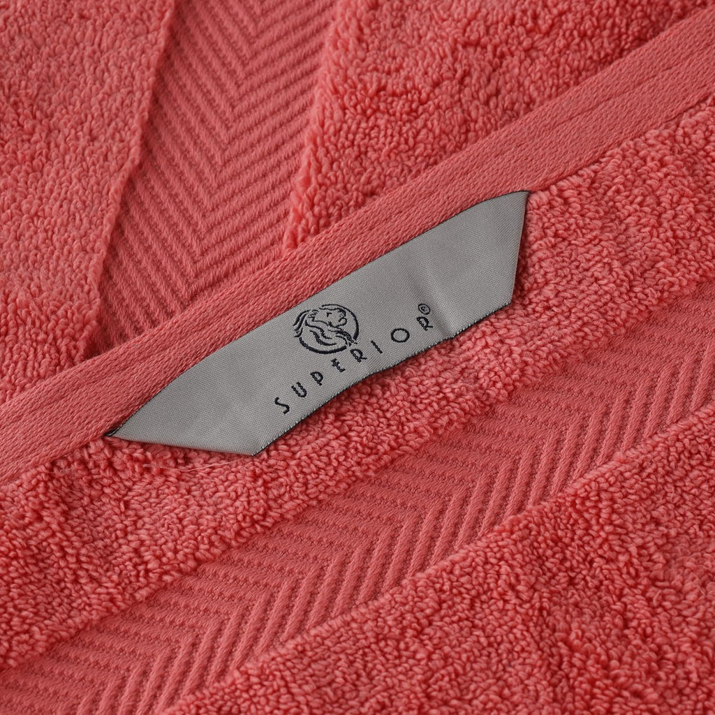 Superior Zero Twist 100% Cotton Towels - Ultra Soft & Absorbent 6-Piece Set in Coral | Includes 2 Washcloths, 2 Hand Towels, 2 Bath Towels