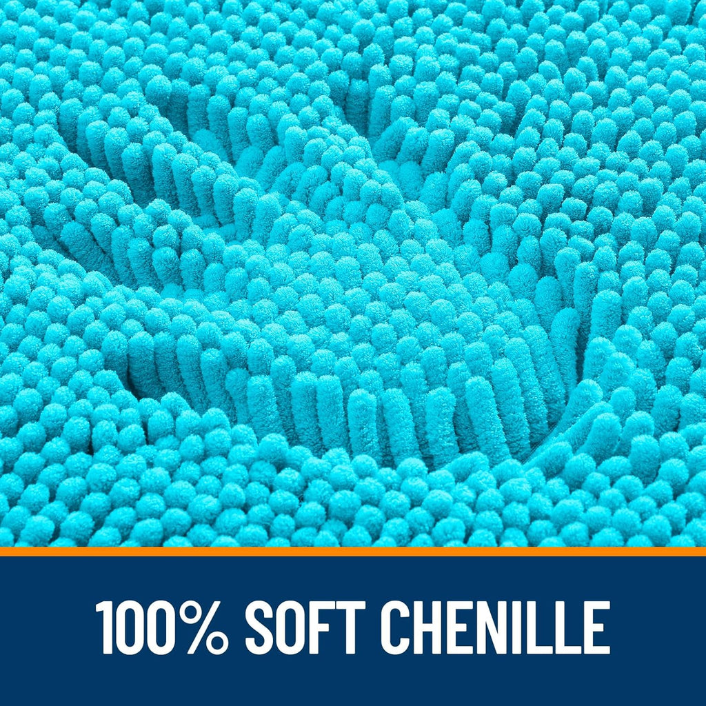 OLANLY Small Bathroom Rugs - Extra Soft Chenille Bath Mats | Quick Dry, Machine Washable, Aqua Sky 24x16