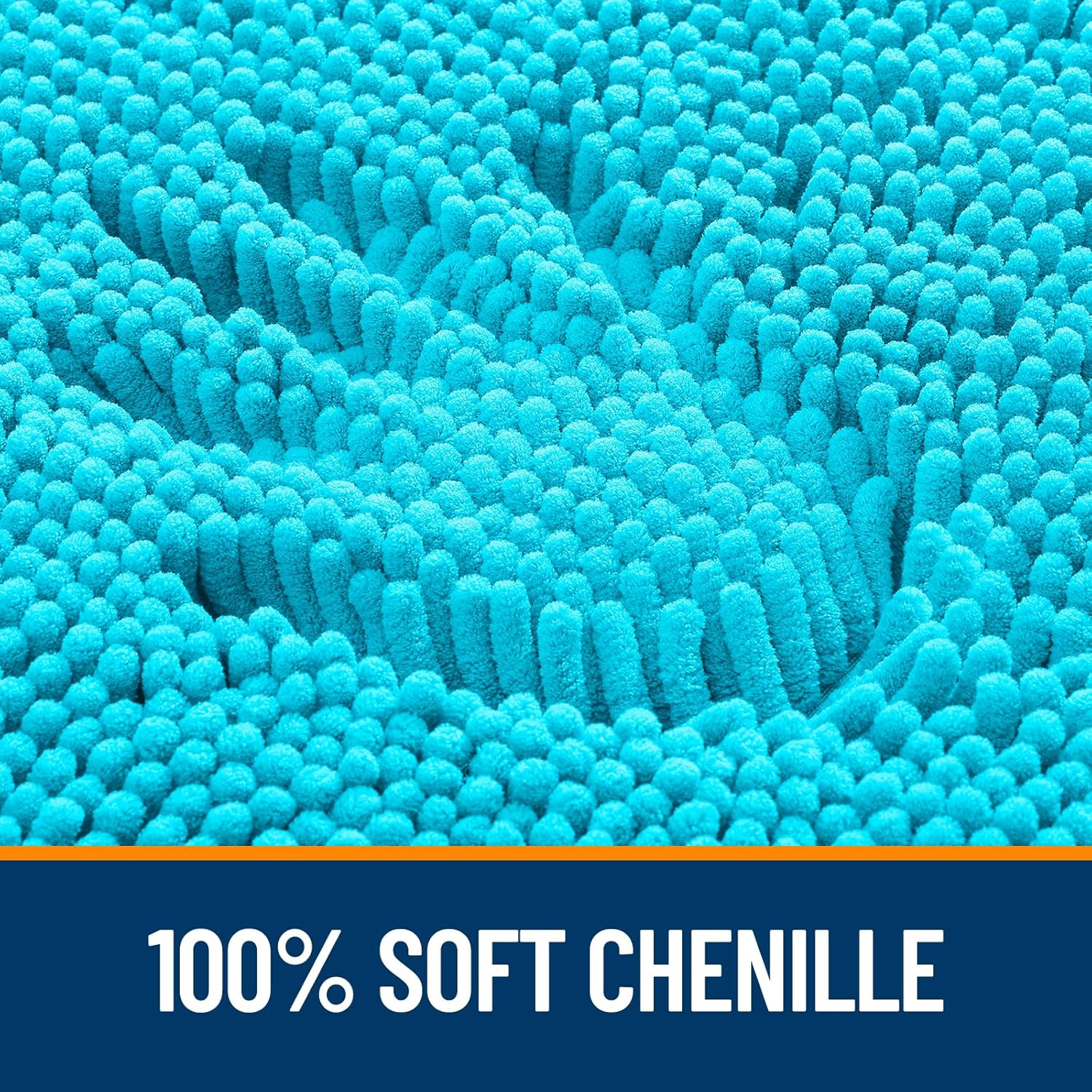OLANLY Small Bathroom Rugs - Extra Soft Chenille Bath Mats | Quick Dry, Machine Washable, Aqua Sky 24x16