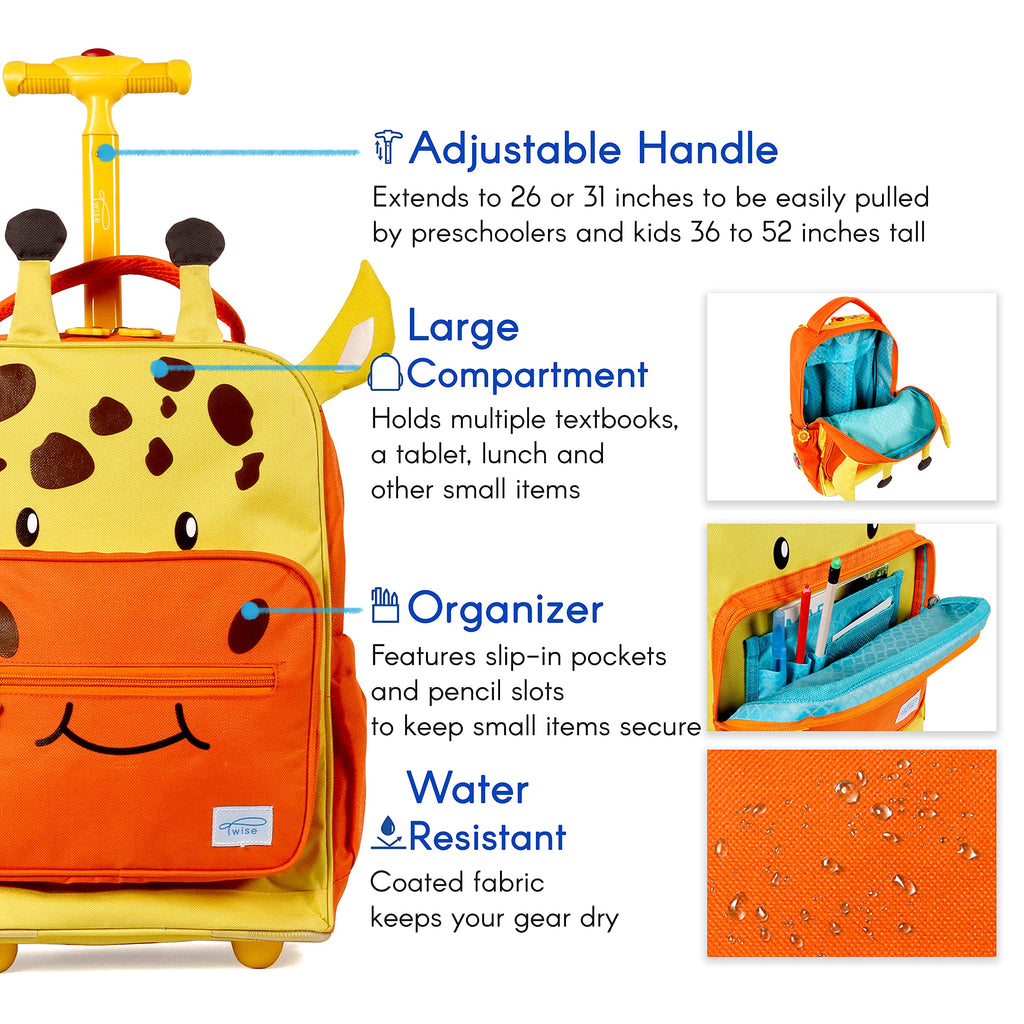TWISE SIDE-KICK SCHOOL, TRAVEL ROLLING BACKPACK FOR KIDS AND TODDLERS (PUP)