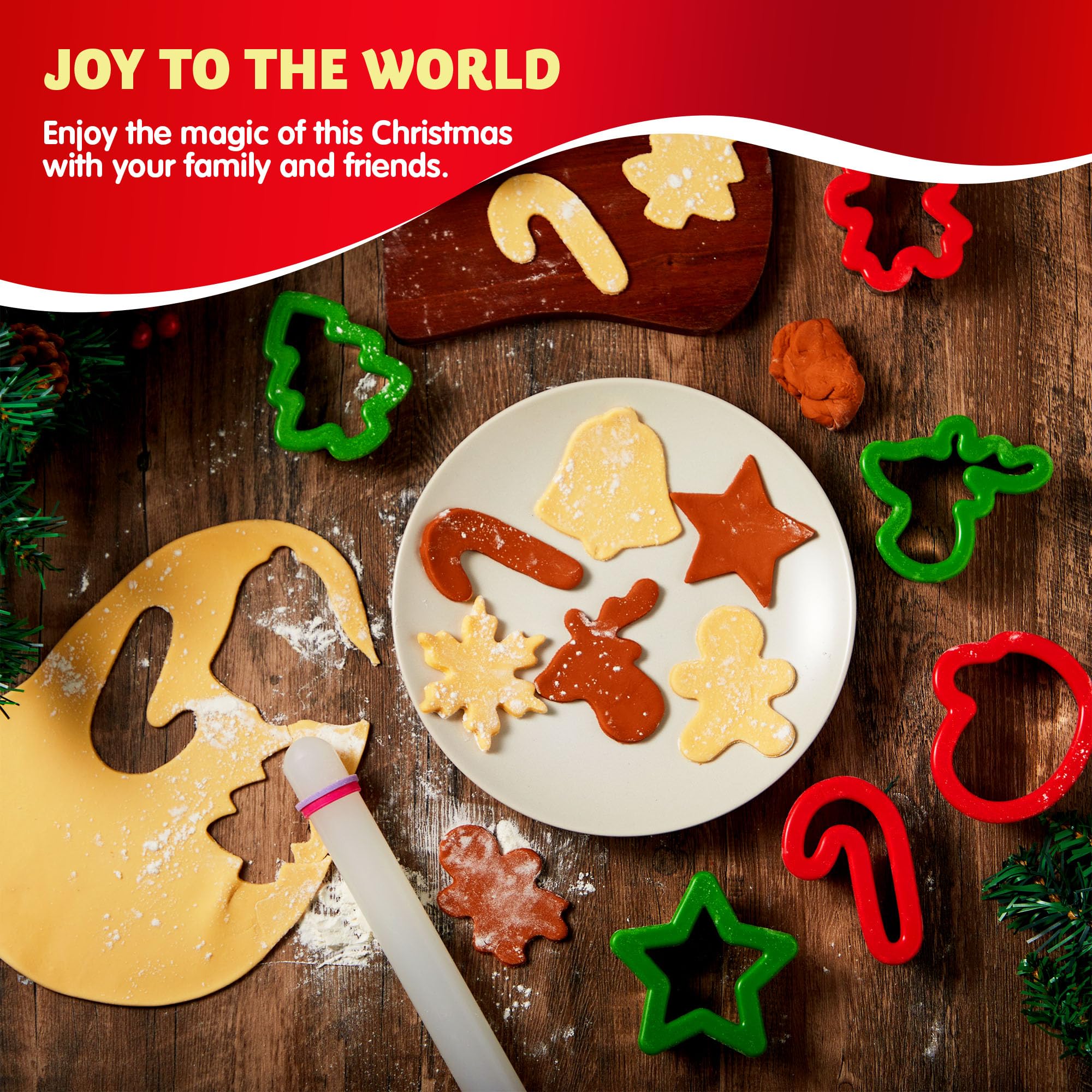 JOYIN 13 PCS Christmas Cookie Cutters in Stainless Steel with 3.5í plus Grip and a Rolling Pin for Xmas Holiday Party Baking Supplies, Snowflake, Gingerbread Cookies Mold and Baking Gift