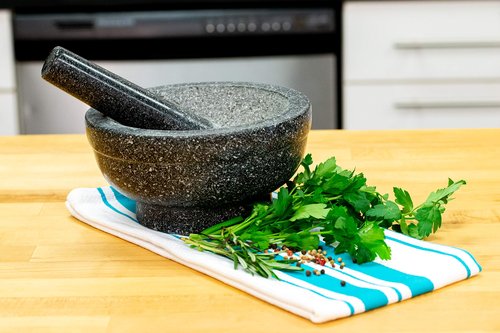 Cilio Herb Grinder & Stone Crusher Bowl - 5 in. x 6.75 in., Granite Unfinished - Stone Grinder & Herb Crusher
